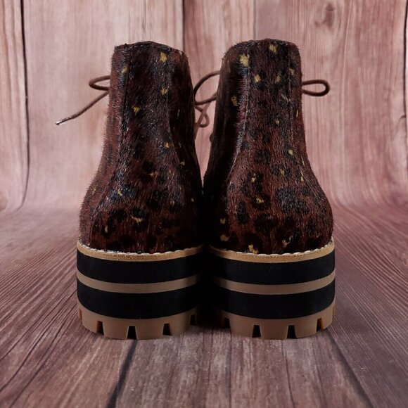 Madewell Womens Size 9 The Wren Boots Painted Leopard Calf Hair Lace Up MA484 - Picture 12 of 16